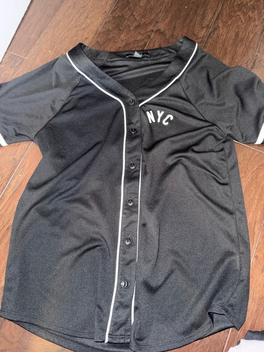 Forever 21 Black Baseball Jersey with White Trim